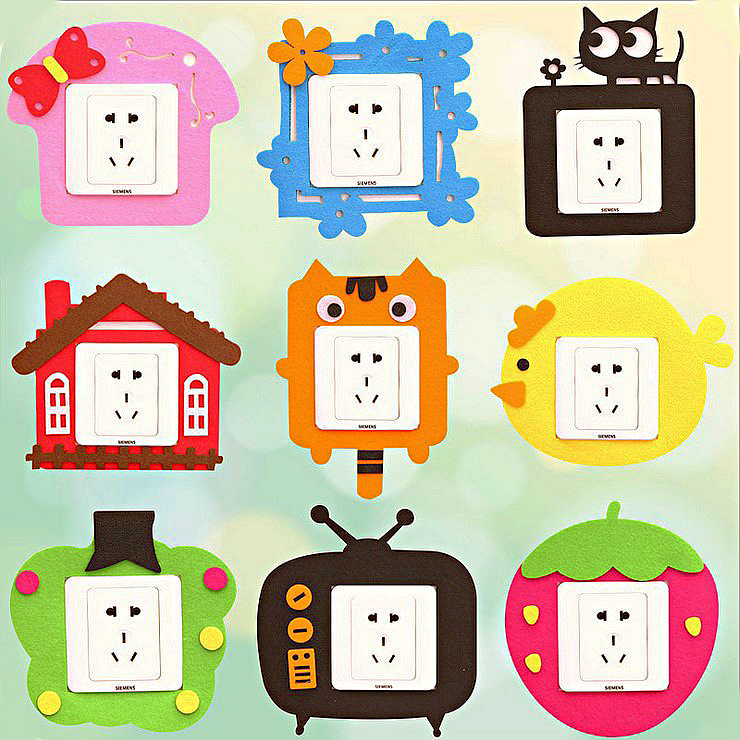 Modern simple switch sticker wall cloth sticker art protective cover Creative European cute cartoon socket panel decorative sticker