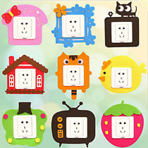 Modern minimalist switch sticker wall sticker fabric protective cover creative European cute cartoon socket panel decorative sticker