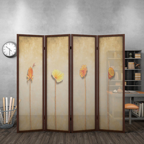 Chinese screen partition office Hotel simple modern solid wood decoration living room bedroom Zen Lotus folding screen