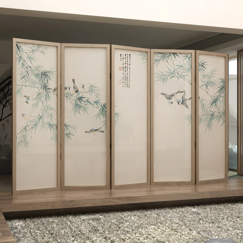 Chinese Screen Xuanguan partition living room office furniture folding folding screen (ancient and ancient color duplex landscape)
