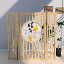 Solid wood screen partition living room new Chinese bedroom entrance entrance modern simple solid wood decoration hollow fence