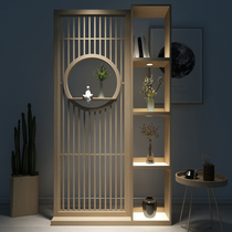 New Chinese style solid wood screen partition living room entrance shelter hollow entrance cabinet modern simple shelf