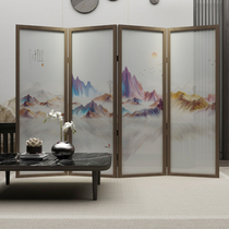 Solid Wood New Chinese screen Zen partition folding screen custom ancient wind landscape restaurant office living room mobile folding