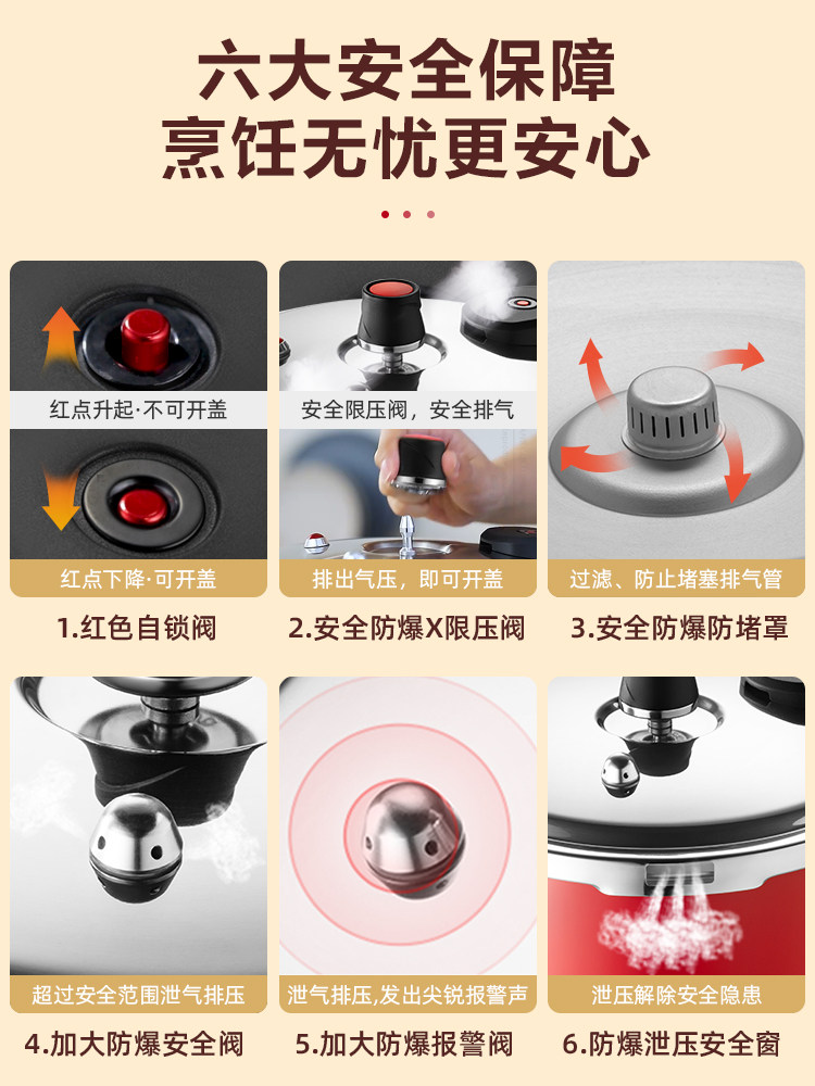 Aistar 304 Stainless Steel Pressure Cooker for Home Use, Thickened, Suitable for Induction Cookers and Gas Stoves, Genuine Explosion-Proof Pressure Cooker