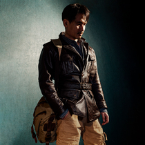 Mochen leather mens leather top layer cowhide dark brown American hunting cowhide leather slim coat