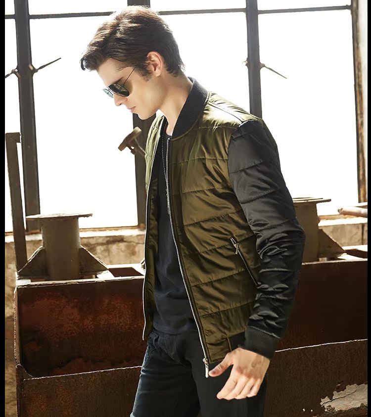 Áo khoác nam mùa đông mới mỏng ngắn màu áo cotton bóng chày đồng phục mùa đông cotton ấm áo khoác bomber jacket nam