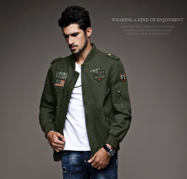 Cộng với áo khoác cotton công cụ cashmere nam áo khoác phi công nam Mỹ áo khoác nam mùa thu và mùa đông vải quần áo nam áo jean nam