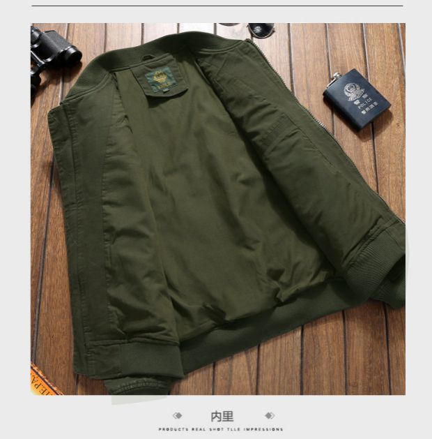 Cộng với áo khoác cotton công cụ cashmere nam áo khoác phi công nam Mỹ áo khoác nam mùa thu và mùa đông vải quần áo nam áo jean nam