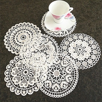 Korean lace fabric embroidered round coaster Nordic light luxury ins Wind anti-hot insulation decorative mat coffee coaster