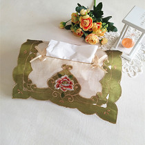 European American pastoral fabric embroidery napkin box towel box set car Home Office embroidery box set