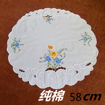 Foreign trade pastoral embroidery small round table cloth Tea set dust cloth Small electrical cover towel European pure cotton embroidery tablecloth
