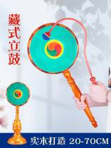 Tibetan method drum belt with red yellow Buddhist instrument Tibetan method drum with base diameter 25cm-70cm large drum hammer