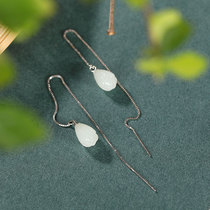 S925 pure silver natural and field jade pendant minimalist approb. 100 lap length jade Orchid jade earline ear ornaments