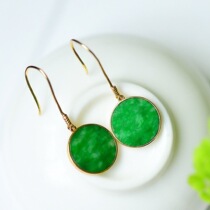 Yang green jadeite A goods earrings s925 silver ancient method gold no problem brand earrings emperor green earrings earrings earrings ear hooks