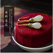 The Palaces pure silver ear ring and Tian Yulan ancient wind emerald earbuds mother matched with hanfu qipao earwear pendant pendant