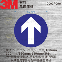 DOOR090 Arrow Round white - word blue - bottom Waterproof door sticker anti - collision point to 3M original adhesive