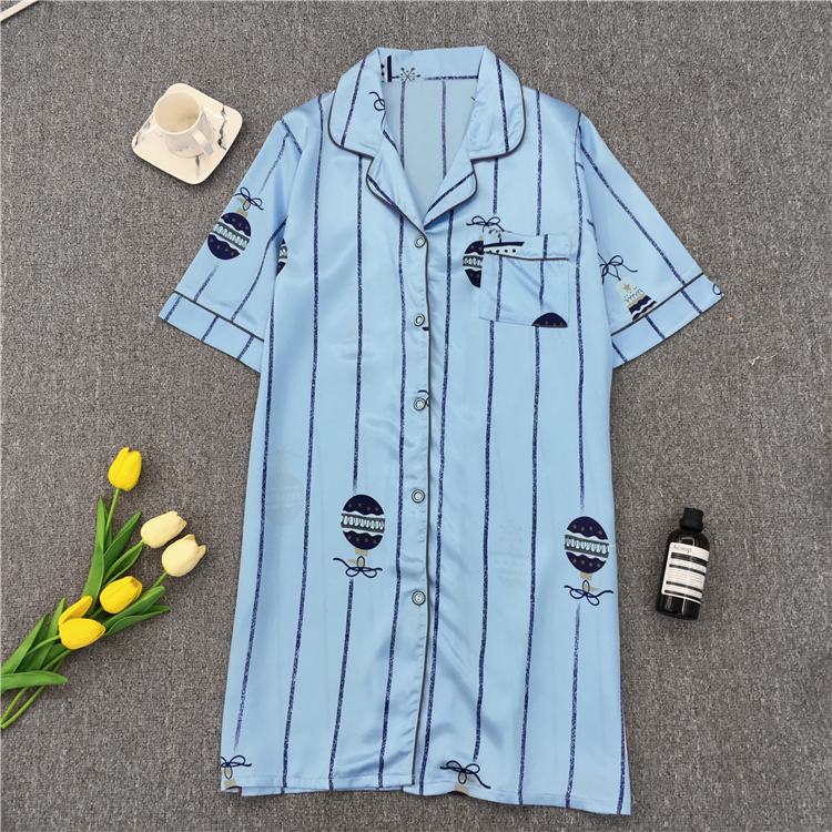 Bộ đồ ngủ nữ băng lụa mùa hè gợi cảm váy ngủ nữ mùa hè áo ngủ kích thước lớn dịch vụ tại nhà lụa ngắn tay 777W6eXF bộ thu đông đẹp cho nữ
