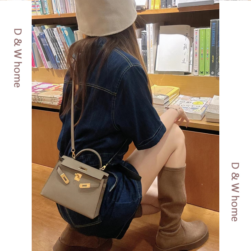 Niche Designer Bags for Women 2026 New Style Genuine Leather Kelly Bag High-End Crossbody Bag Small Bag