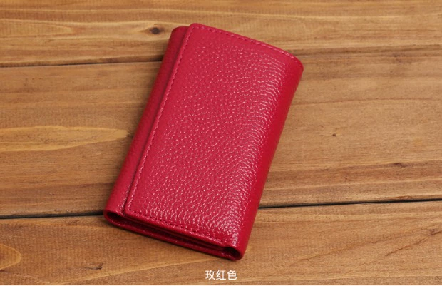 Da túi tinh khiết kinh doanh túi da nam đa chức năng khóa vòng gói chìa khóa ví bit hóa đơn thư mục túi da ví móc khóa nam