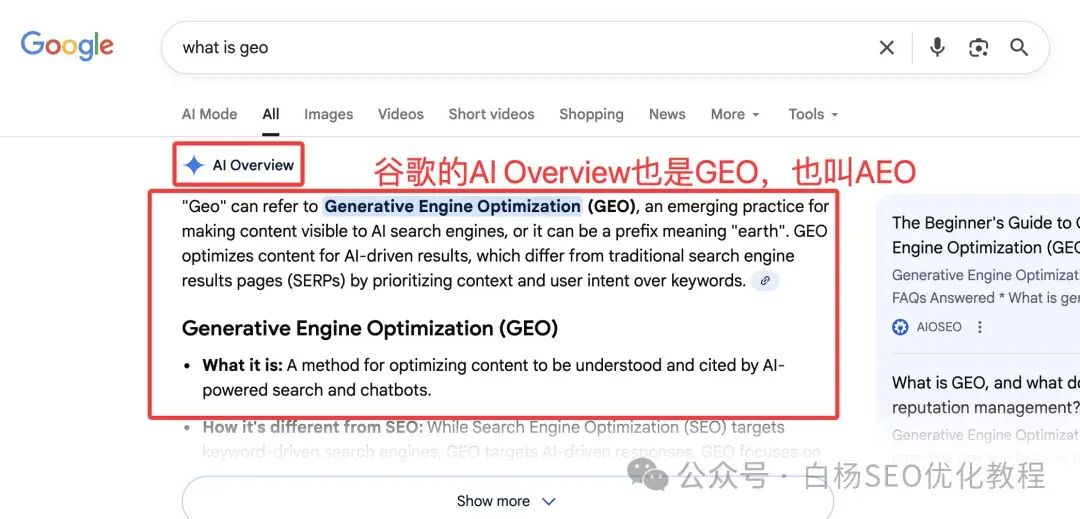 白杨SEO:国外独立站GEO例比什么做。15步能够操作方法分享