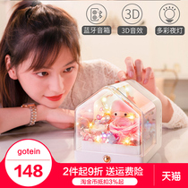 Yongshenghua Bluetooth speaker usb wireless cute cartoon girl 3d Surround Home bedside with colored light small night lamp creative mobile phone multi-function mini audio Valentines Day birthday gift