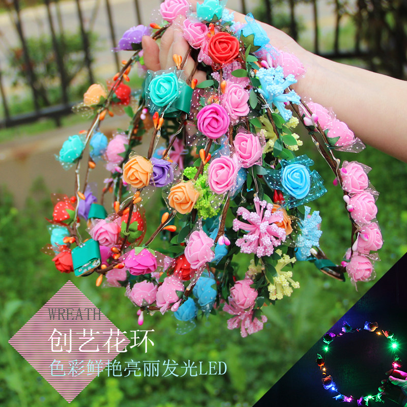 Flower Ring Princess Girl Hair Adorned Little Flower Girl Han Edition Children Props Performance Wedding Dress Accessories Hair Hoop Performance Flower Ring