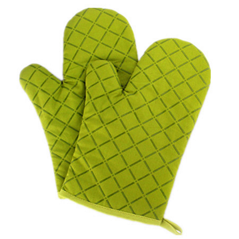 2pcs kitchen household microwave oven oven High temperature anti-scalding heat insulation baking silicone cotton thickened gloves