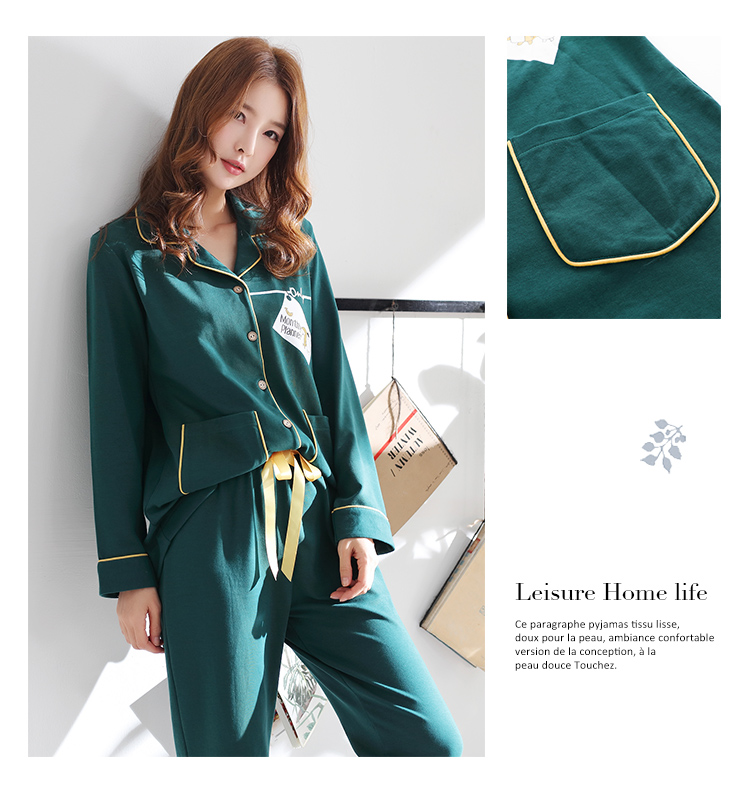 Đồ ngủ mùa xuân và mùa thu ở Nam Cực cotton mùa hè cotton dài tay ít phụ nữ dễ thương phục vụ nhà mùa hè mỏng phù hợp đồ bộ mặc nhà