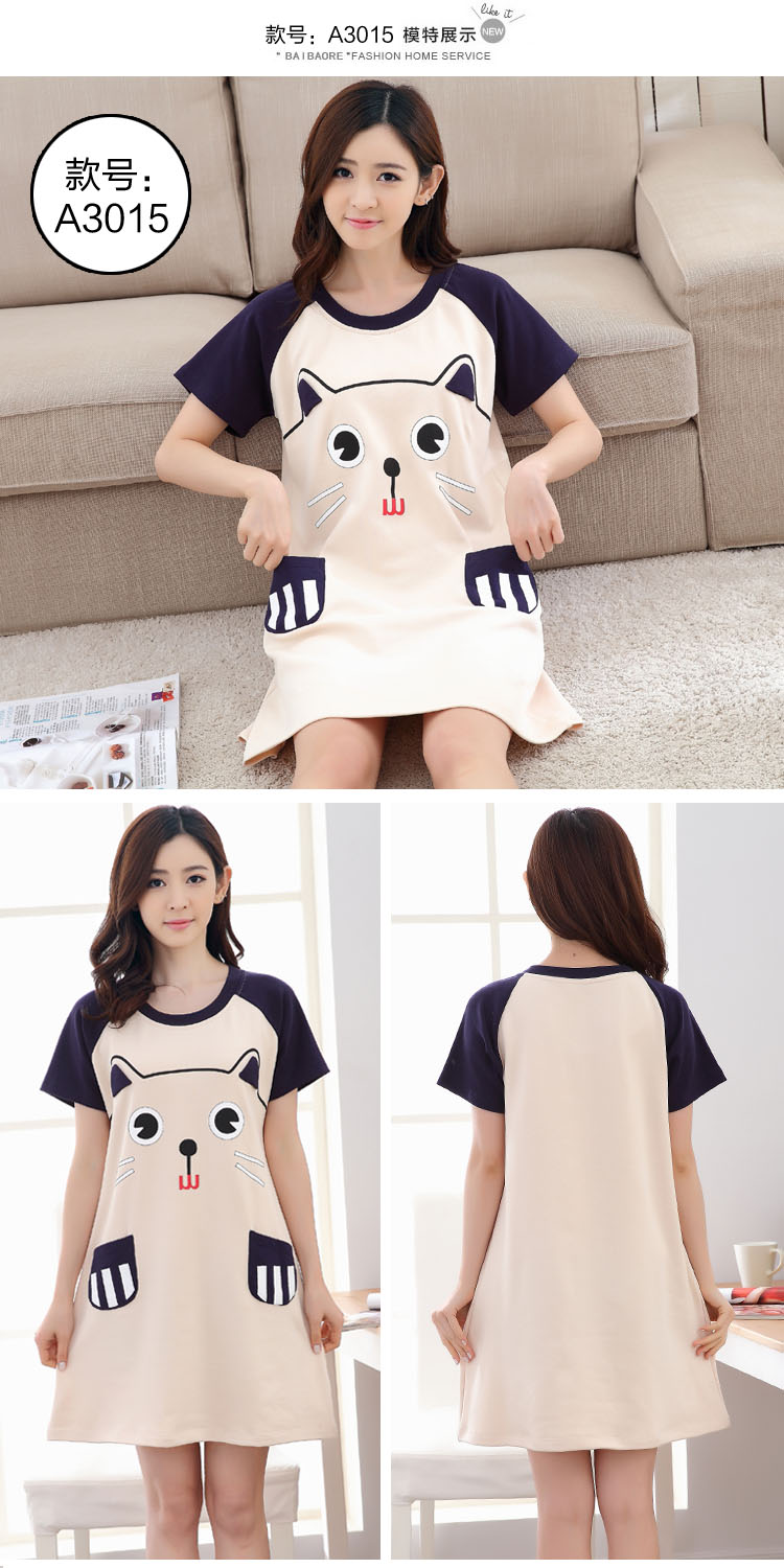 Nam cực nightdress nữ mùa hè Hàn Quốc cotton ngắn tay cô gái đồ ngủ ngọt ngào dễ thương phim hoạt hình nhà dịch vụ ăn mặc