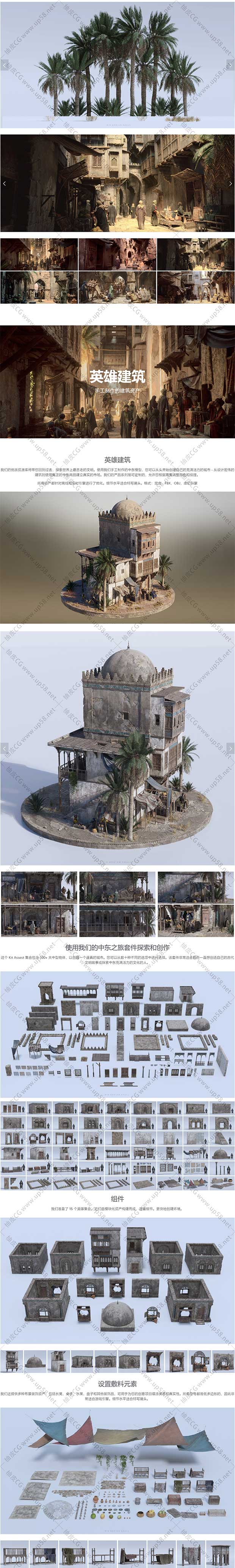 Blender中东风情人物骆驼器具精细3D模型合集