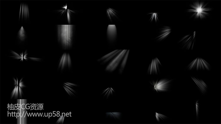 Photoshop酷炫光线光效丁达尔光笔刷+高清光效叠加素材