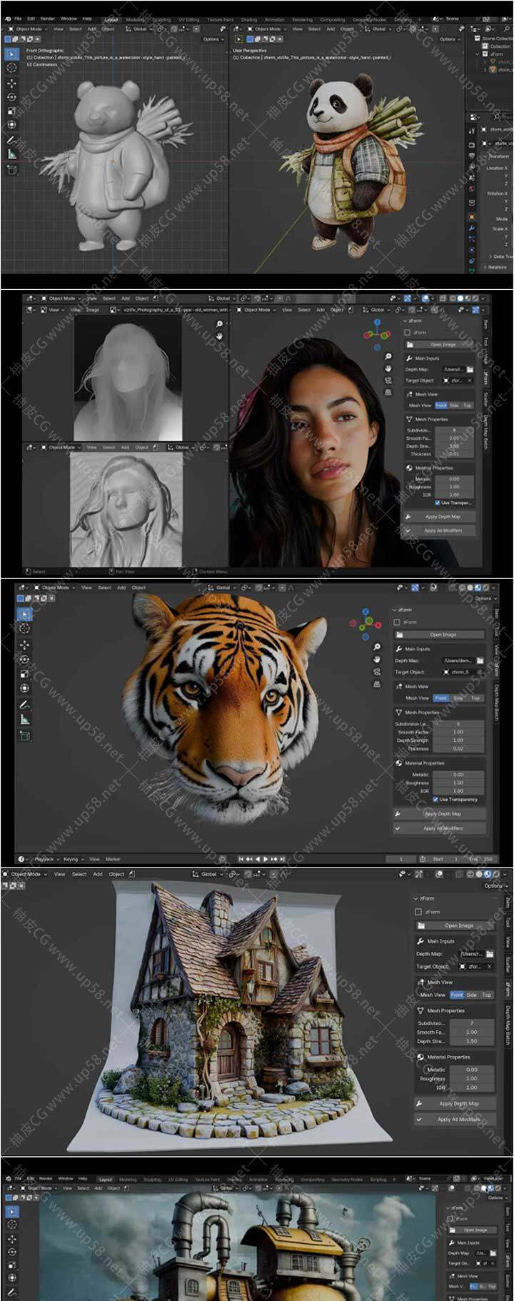 Blender深度图和图片转3D模型插件Zform 2.4.4汉化版
