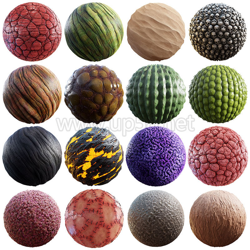 龙皮仙人掌外星人内脏墓墙熔岩泥土林地沙地8K高清纹理贴图素材