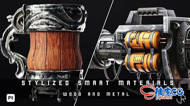 39种精细可定制substance painter木材金属智能材质素材
