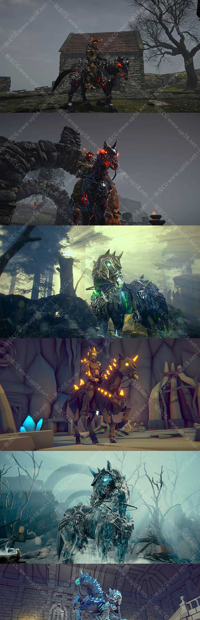 Unreal Engine亡灵马不洁骑士骑手动画角色素材