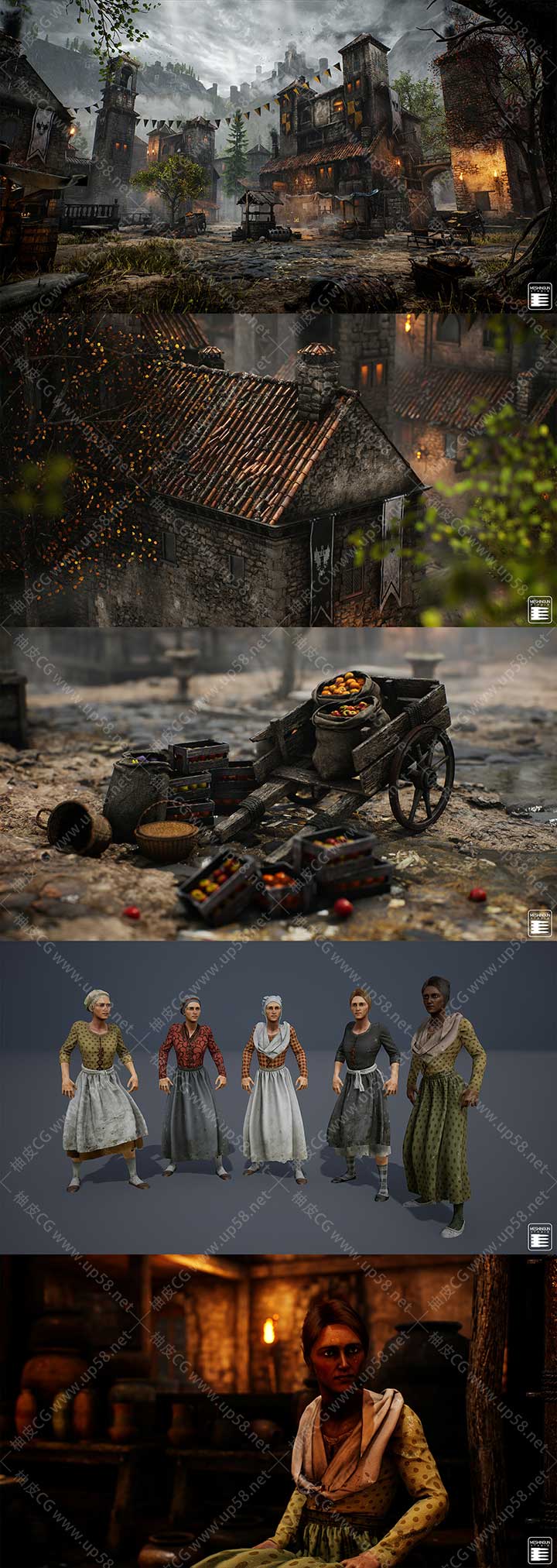 Unreal Engine中世纪山村高质量游戏资源包Medieval Village