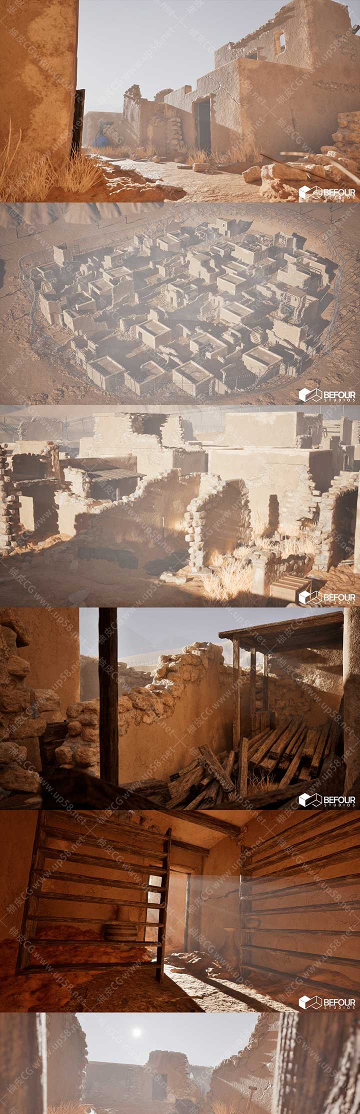 Unreal Engine游戏开发古代沙漠遗迹环境包Ancient Desert Ruins Environment w/ Map Generator PCG