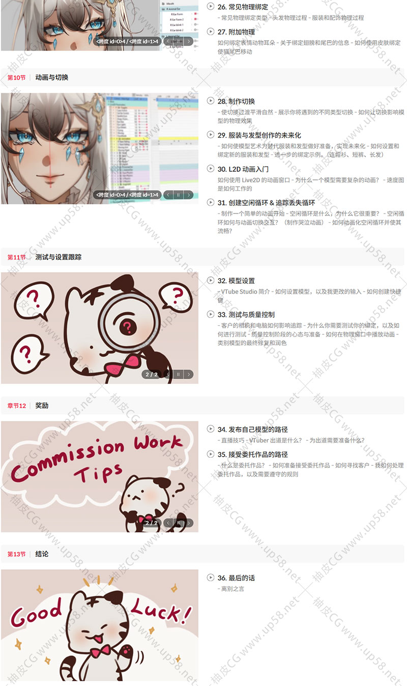 VTuber模型设计插画Live2D绑定技术全流程视频教程(中文字幕)