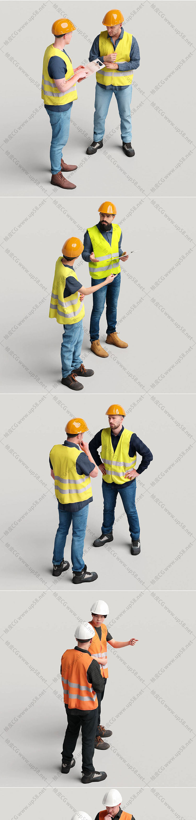 Blender/C4D/3DSMAX/建筑工厂场景设计专用工人建设者3D模型