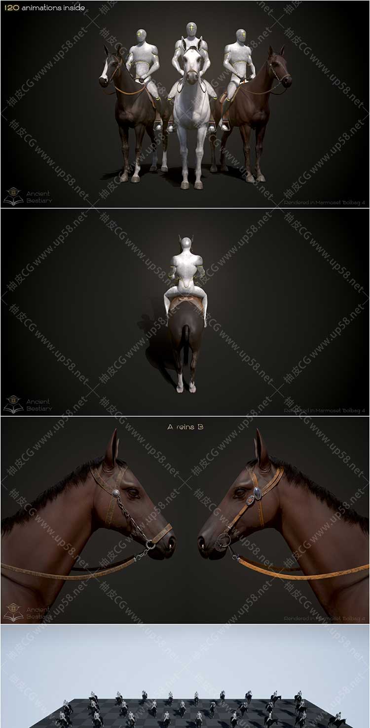 Unreal Engine高保真度多种颜色变体马模型UE素材+视频教程