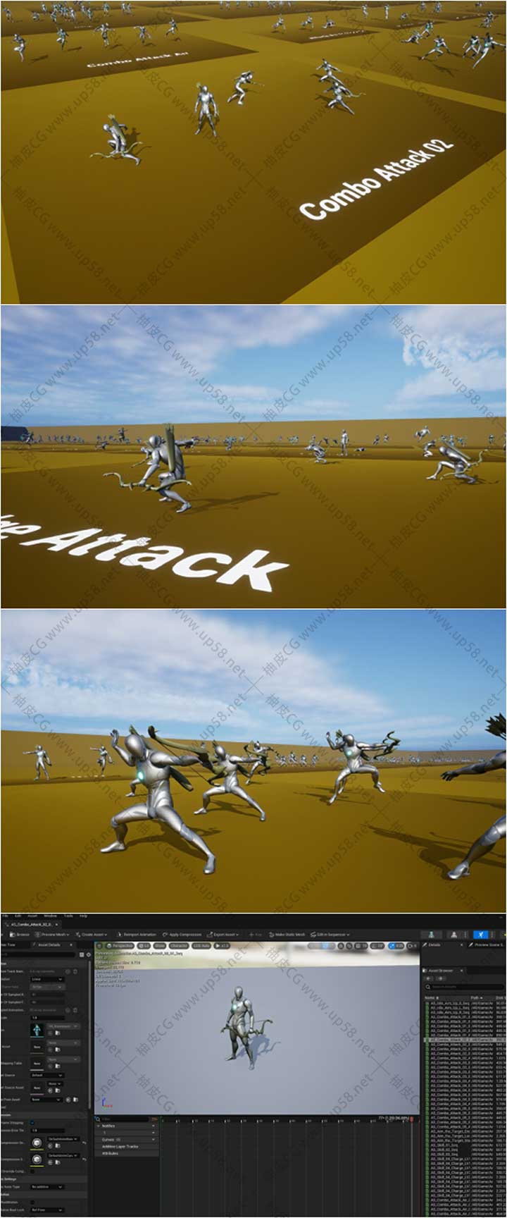 556 款Unreal Engine弓箭手战斗动作动画资源Archer Animations Pack