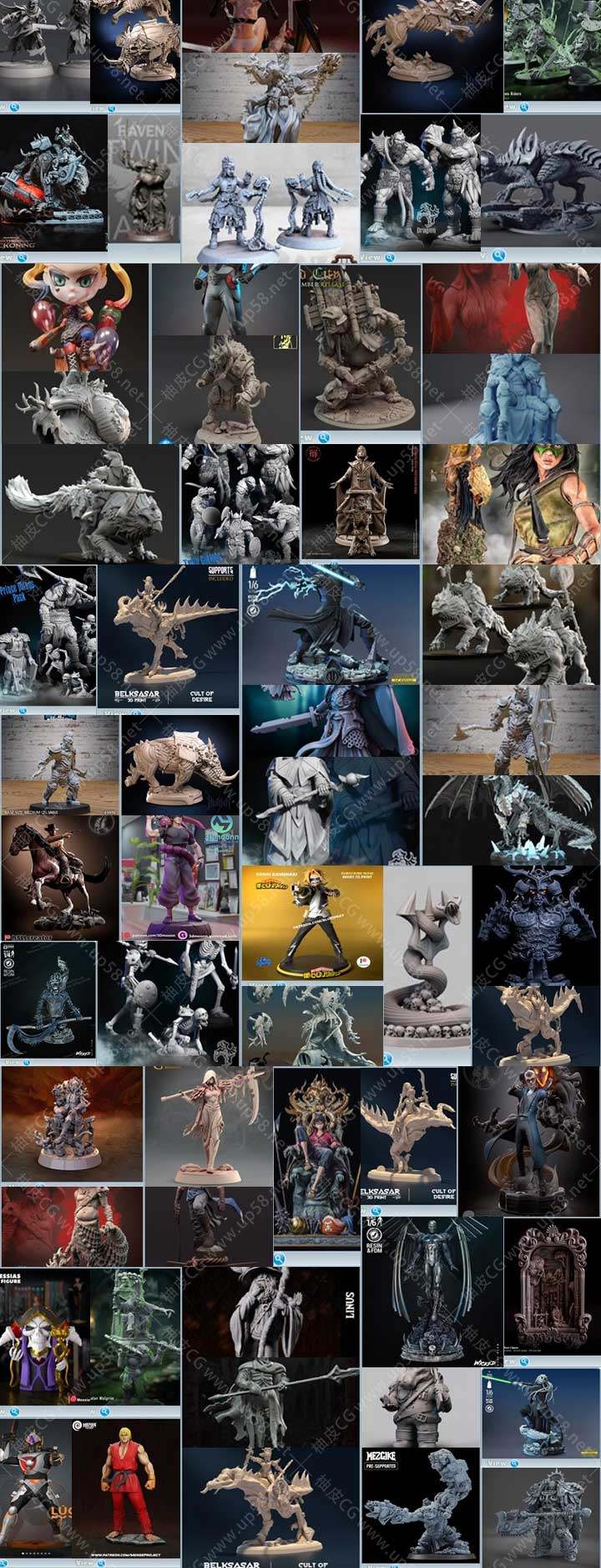 175组高品质西方神话游戏角色系列3D打印迷你模型合集