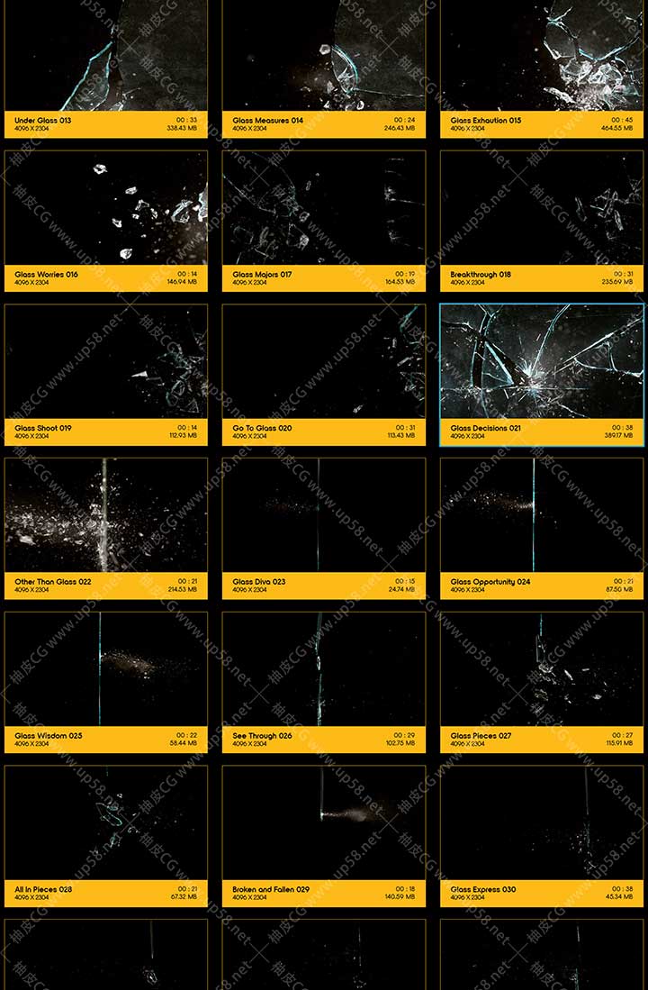 184个超级玻璃破碎开裂飞散慢动作特效动画4K高清视频素材