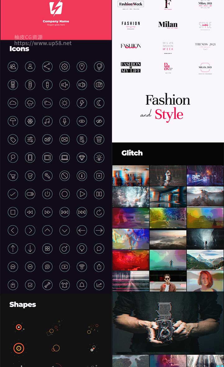 AE脚本 Pr预设 6000组文字标题字幕排版动态背景指引线标识MG动画