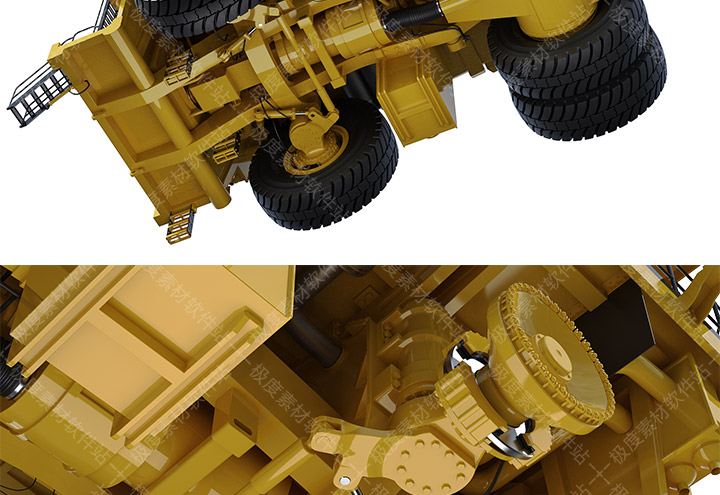 日本小松Komatsu 830E-AC采矿翻斗车超精细3D模型 3dmax C4D Maya