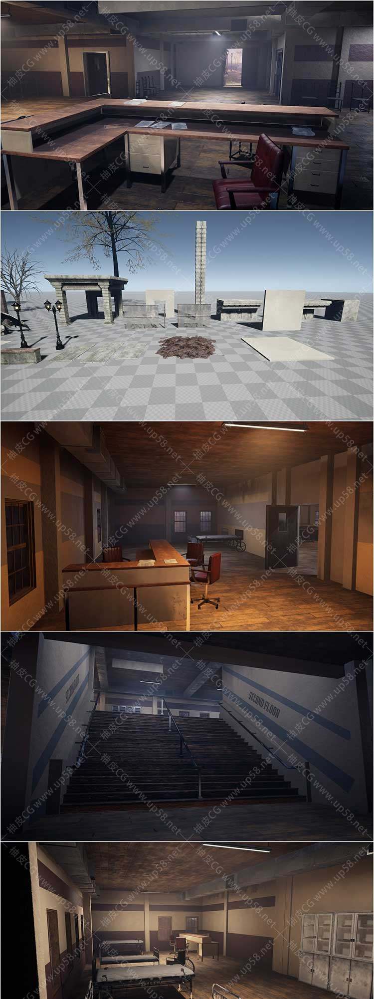 Unreal Engine影视游戏恐怖惊悚虚拟场景环境包