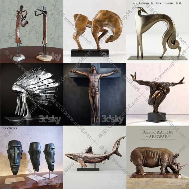 3DSMAX室内装饰艺术雕塑三维模型