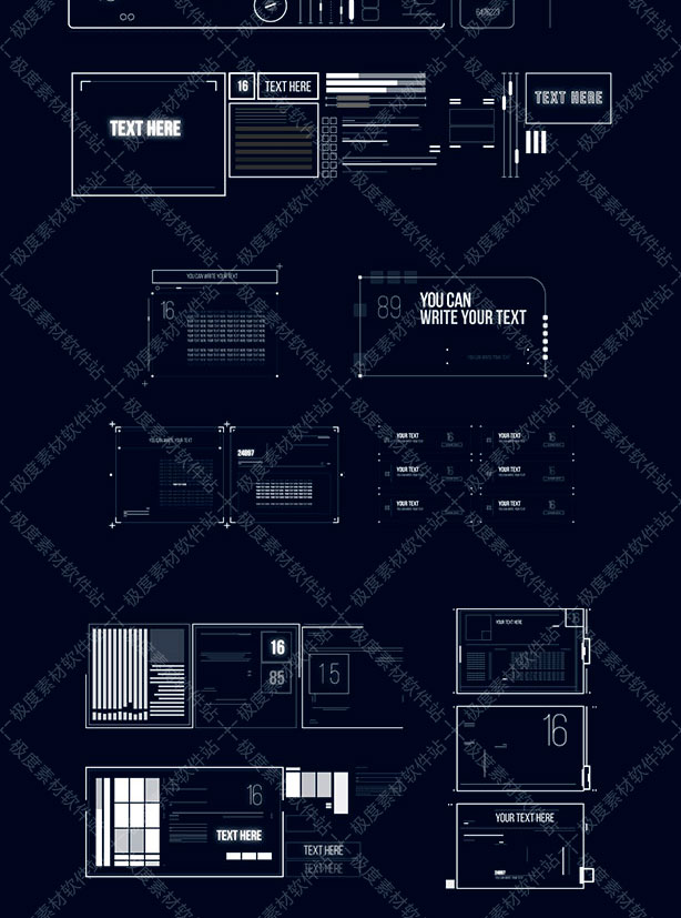 AE模板 科技感人体医学军事HUD指示线标题界面UI动画元素V1.5