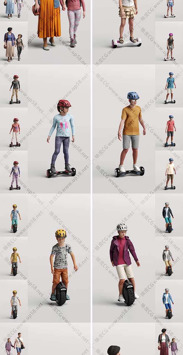 3DSMAX / C4D / Rhino跑步走路玩耍儿童精细3D模型