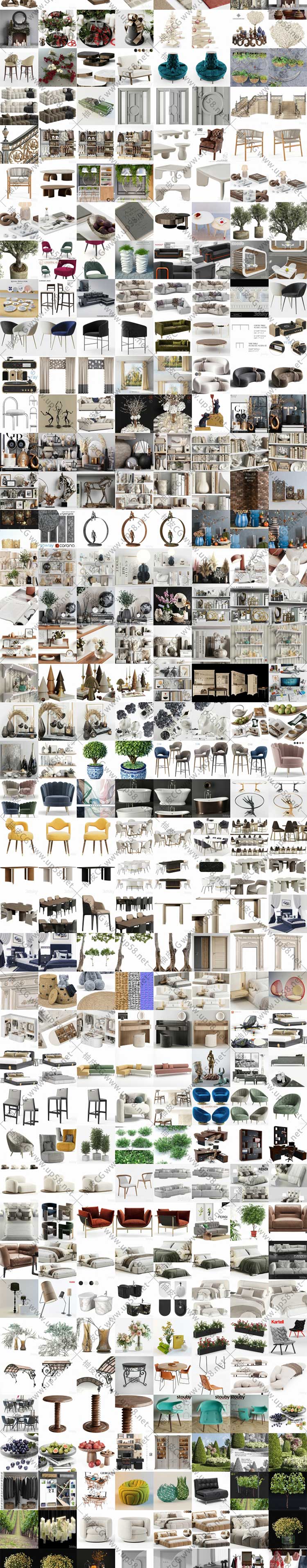 3DSMAX / VRay / Corona高质量时尚家具植物装饰电器3D模型合集